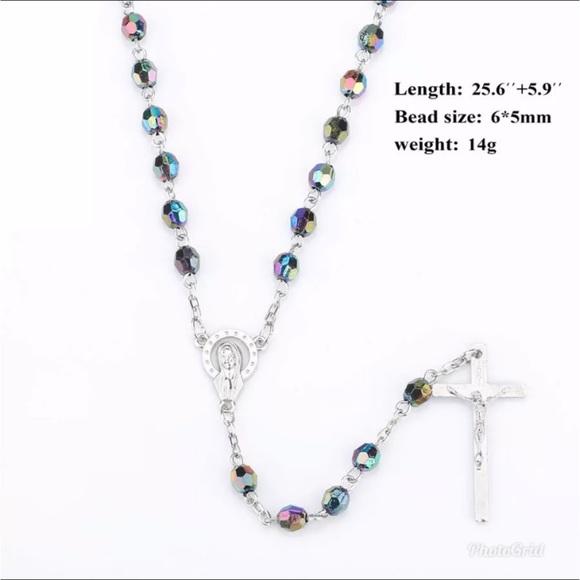 - Rosary Necklace Jesus Christ Cross Stateme… - Picture 5 of 5